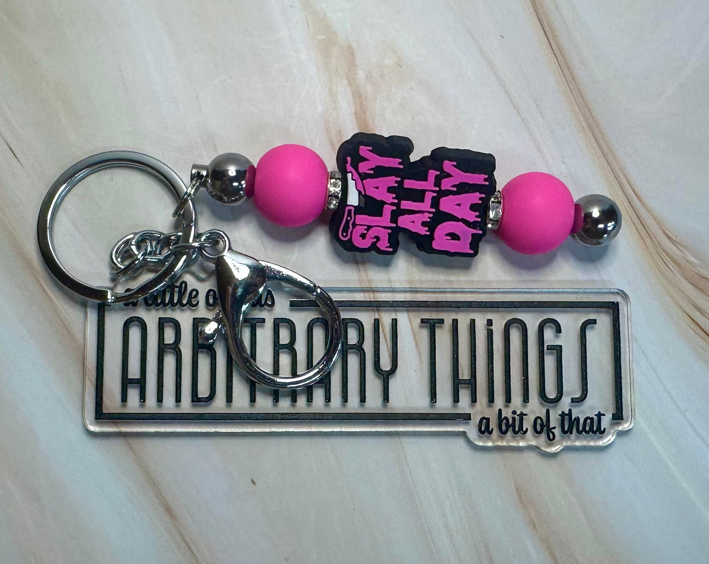 Silver Slay All Day Keychain