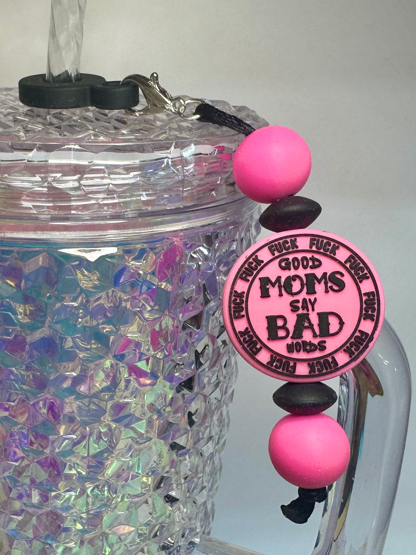 Pink Good Moms Straw Charm