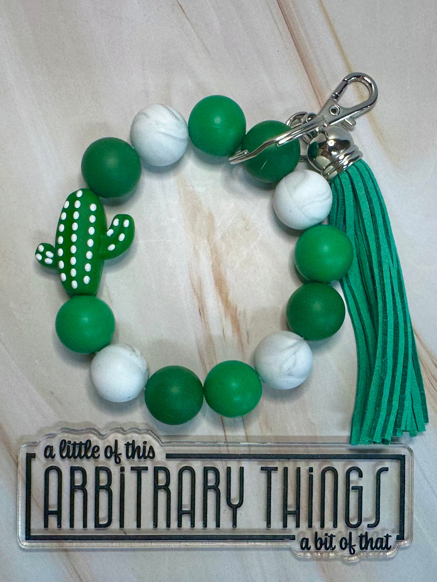 White Spotted Cactus Wristlet