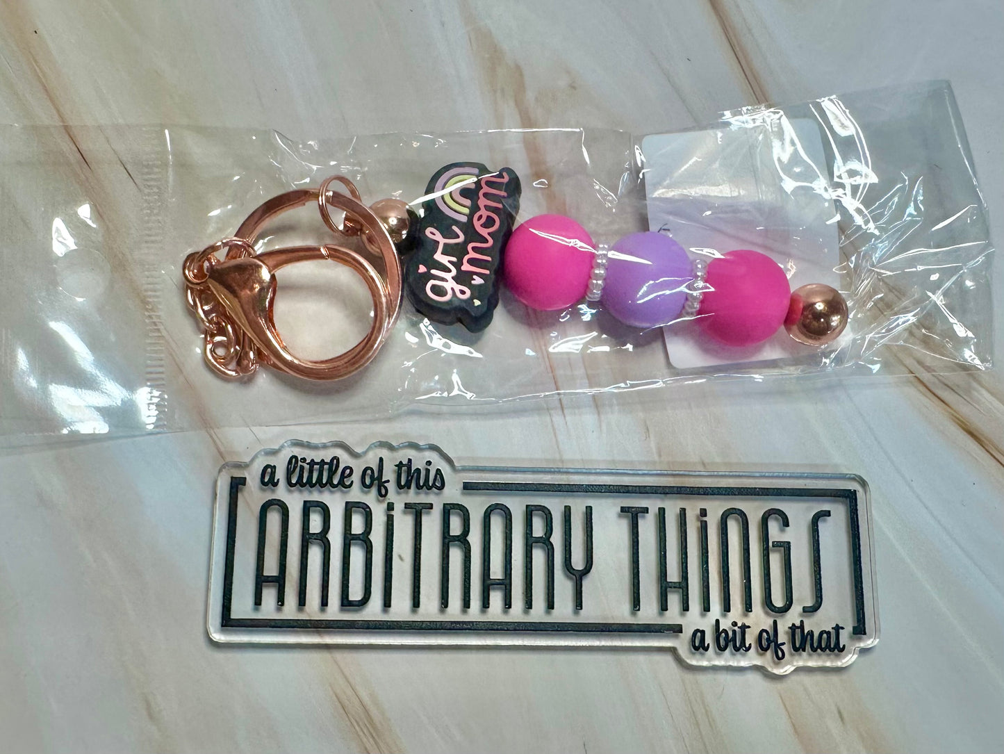 Pink & Purple Girl Mom Keychain