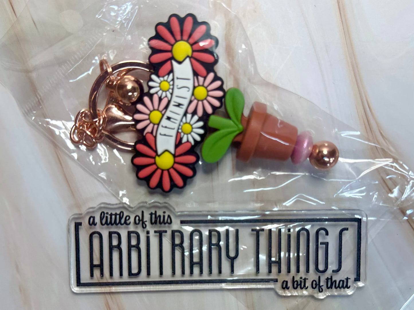 Rose Gold Feminist Pot Keychain