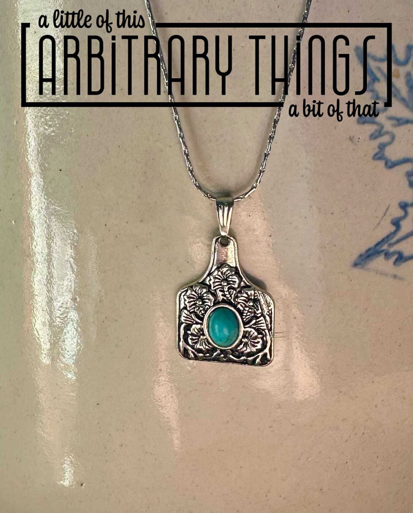 Turquoise Cow Tag Necklace