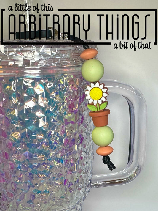 White Sunflower Straw Charm