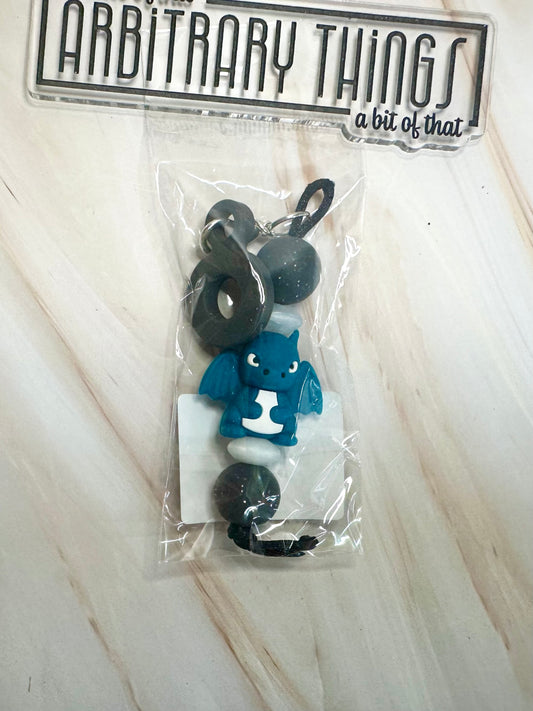 Blue 3D Dragon Straw Charm