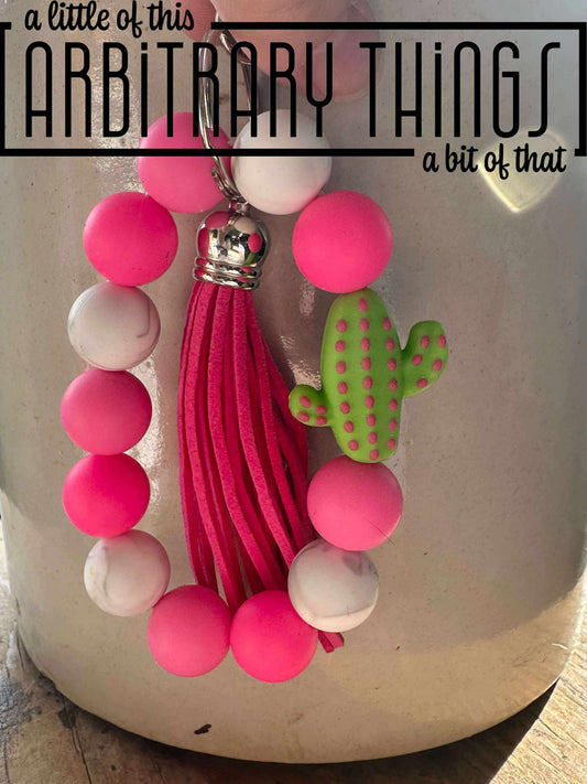 Pink Cactus Wristlet
