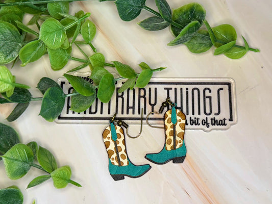 Teal Cow Boots