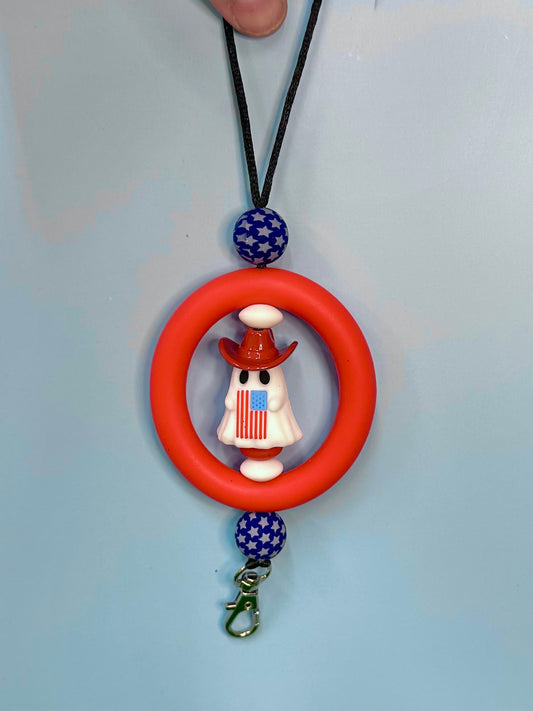 Red Patriotic Ghost Freshie Hanger