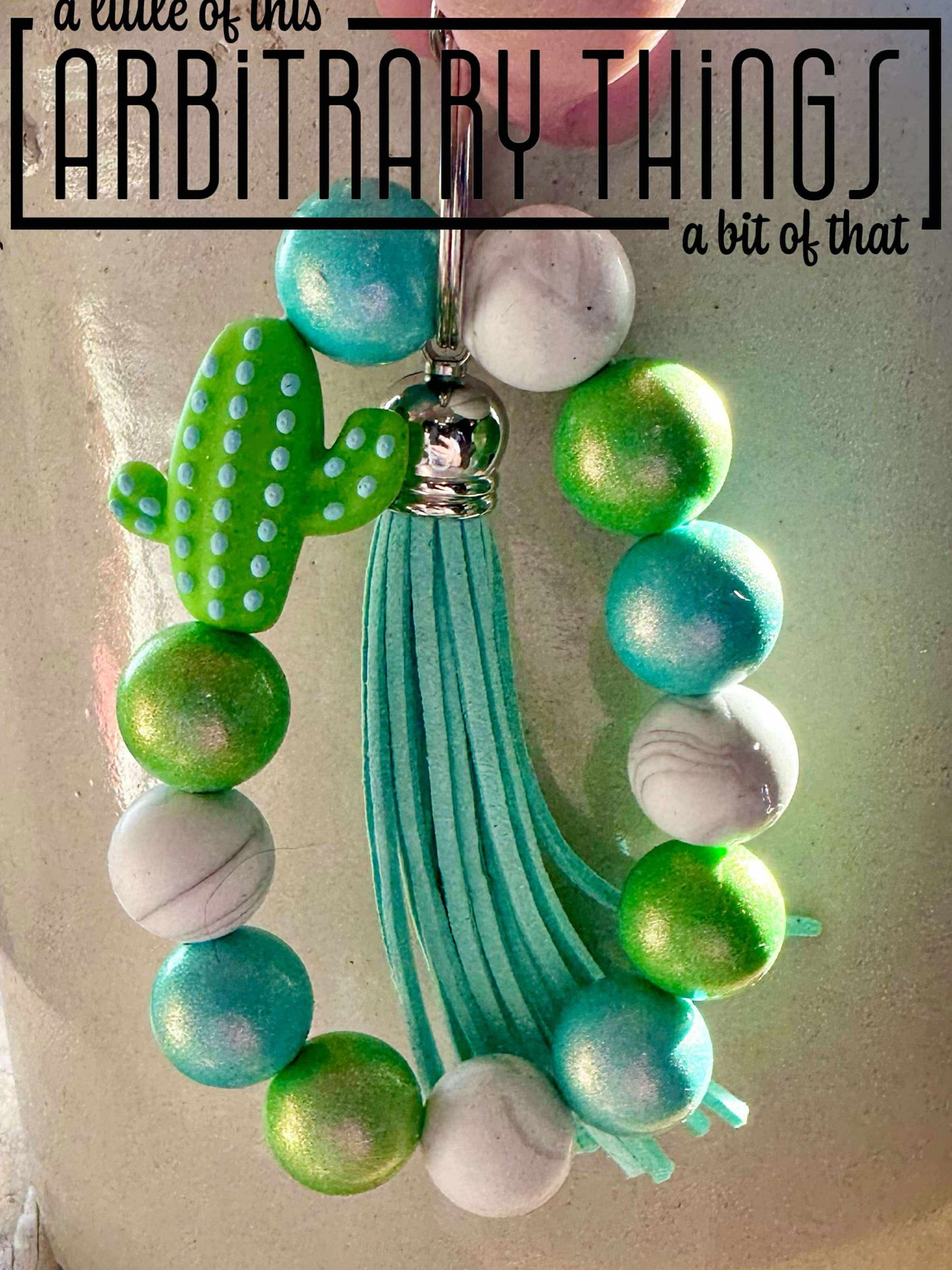 Light Blue Cactus Wristlet