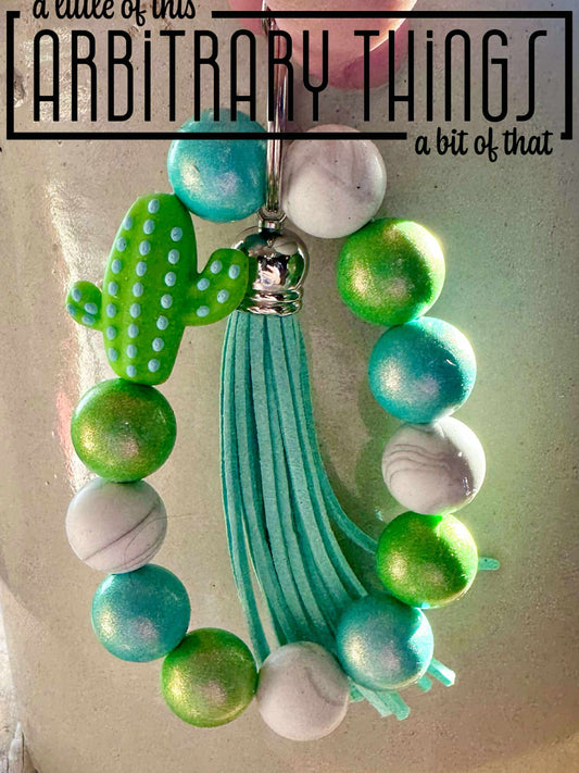 Light Blue Cactus Wristlet