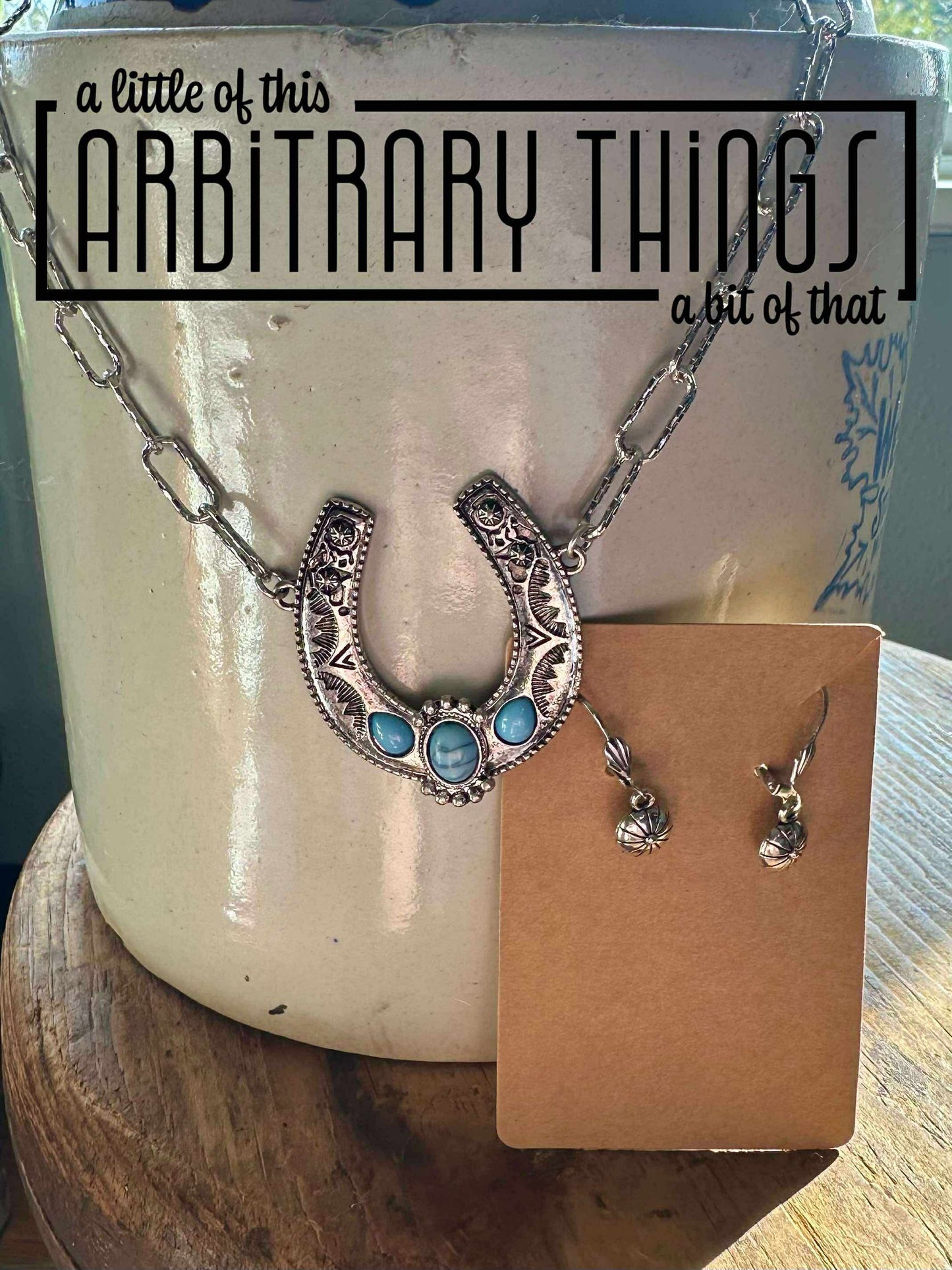 Horse Shoe Necklace and Earring Set