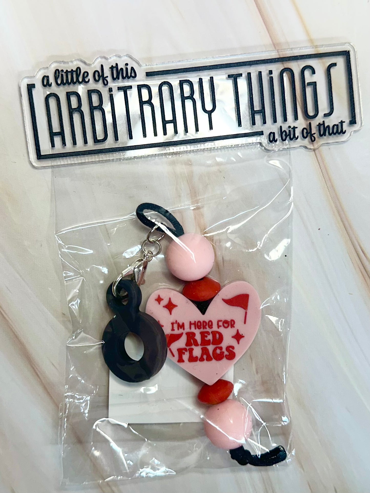 Red Flags Straw Charm