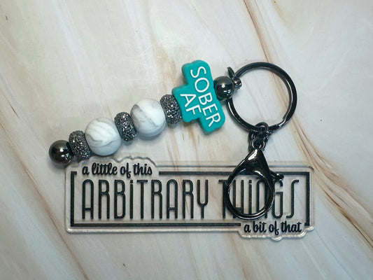 Black Sober AF Keychain