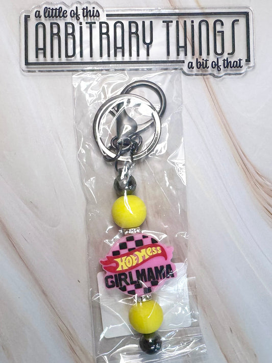 Yellow Hot Mess Girl Mama Keychain