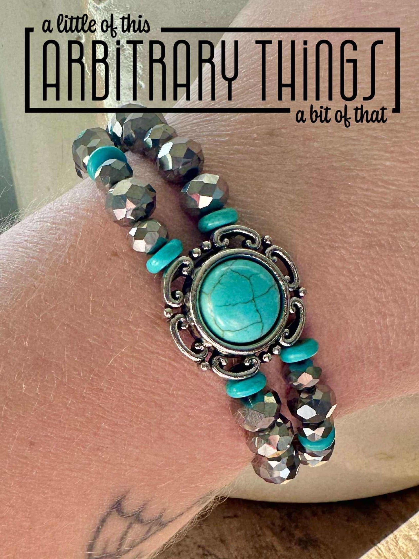 Silver & Turquoise Pendant Adult Bracelet