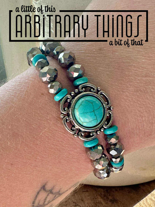 Silver & Turquoise Pendant Adult Bracelet