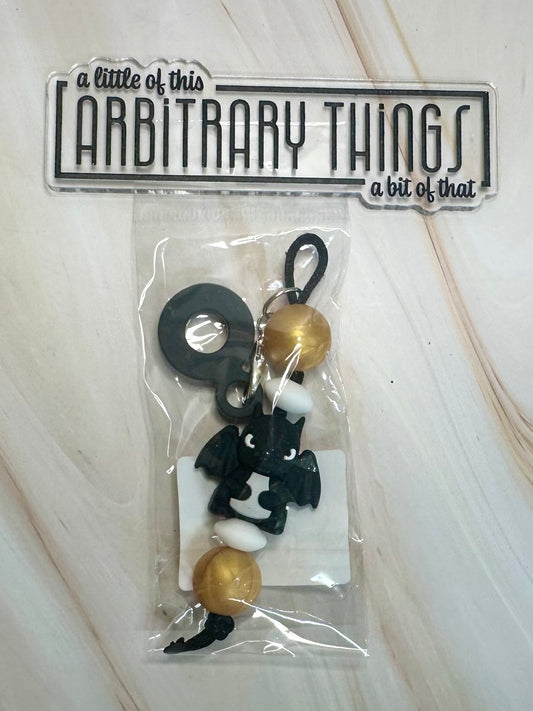 Black 3D Dragon Straw Charm